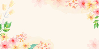 米色小清新春季春天水彩花卉展板背景
